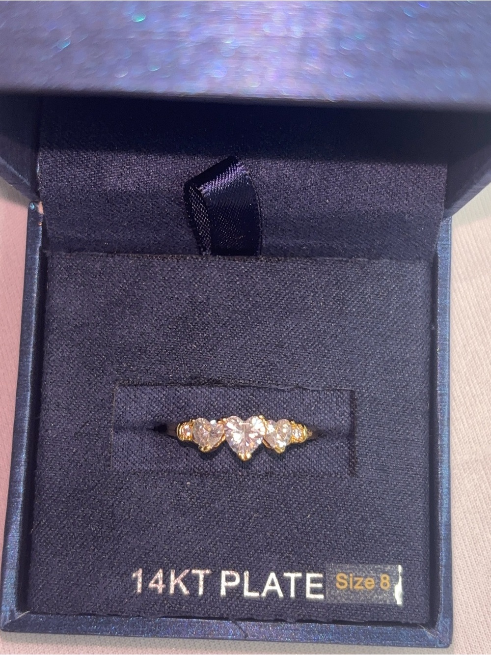 SIMPLY SILVER SIMPLY BRILLIANT TRIPLE HEART 14kt PLATED RING